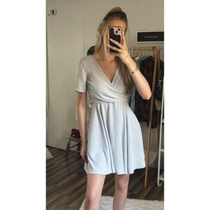 0195. Amanda‎ Uprichard Wrap Dress Short Sleeve Tie Waist Summer Dress